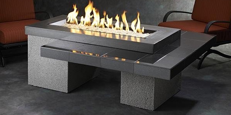 Black-Uptown | Black Uptown Linear Gas Fire Pit Table | West Penn Billiards