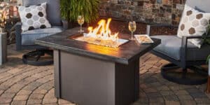 Stone Grey Havenwood Rectangular Gas Fire Pit Table with Grey Base