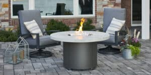White Onyx Beacon Round Gas Fire Pit Table