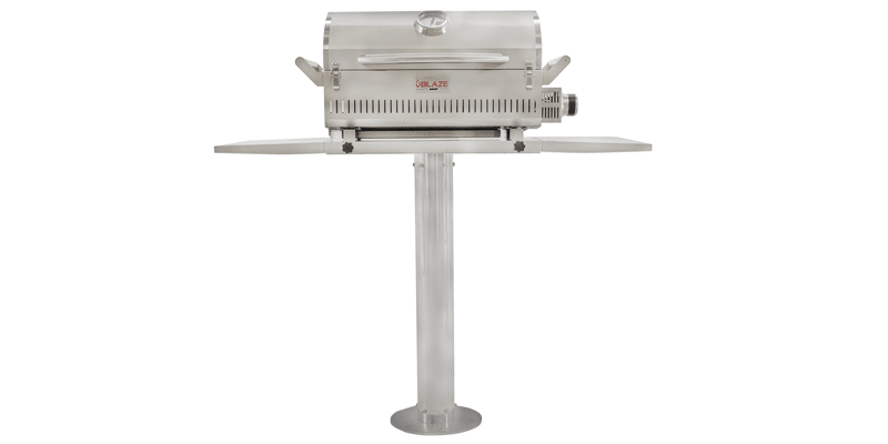 MG-Portable-Stand-w-shelves-FINAL-no-background-SMALL | Blaze 10″ Pedestal for the Marine Grade Portable Grill | West Penn Billiards