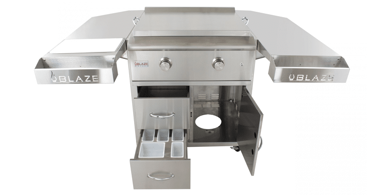 griddle-open-front-LTE-scaled | Blaze 30-Inch Griddle Cart Shelving Kit | West Penn Billiards