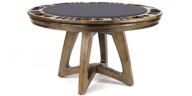 Palisades Pictured in Distressed & Glazed Honey Finish with Charcoal Cloth | Palisades Reversible Top Game Table | West Penn Billiards