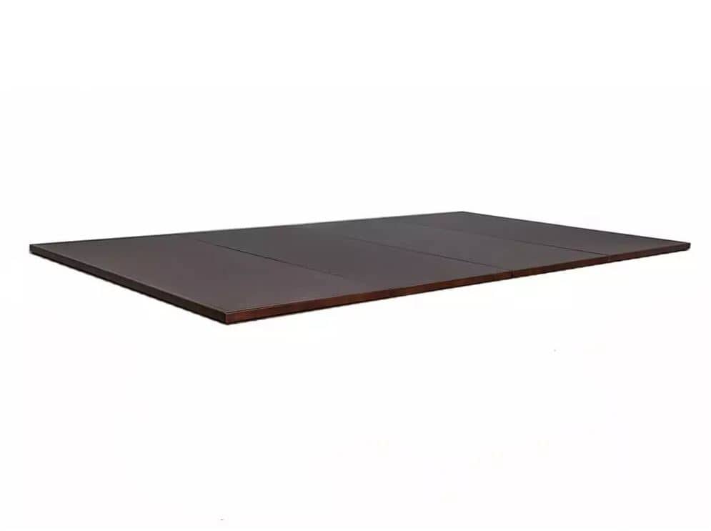 Dark brown wooden platform panel with three sections lying flat